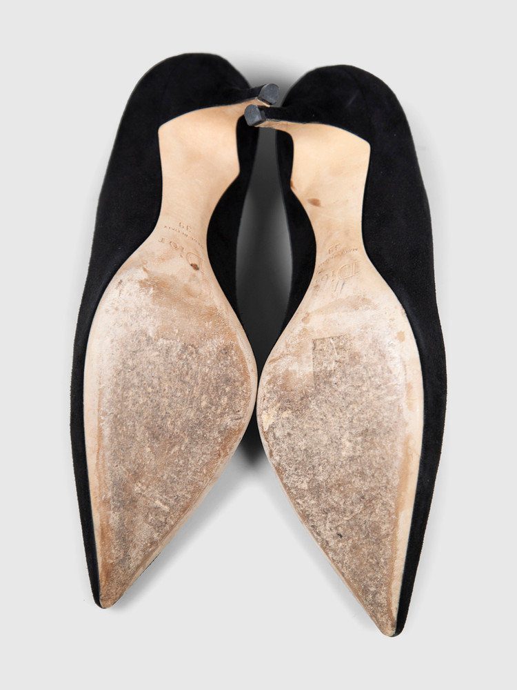 Dior Black Suede Point Toe Pumps