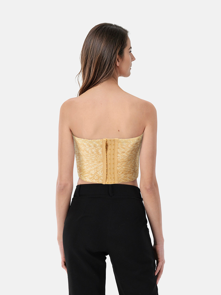 Cult Gaia Jacira Straw Bustier Top