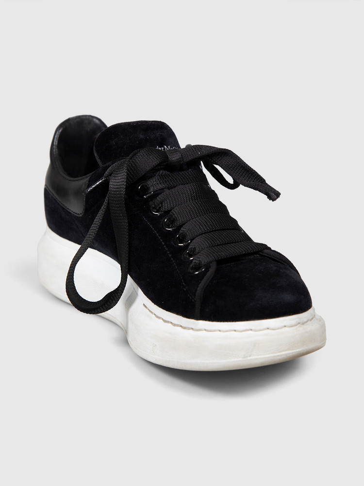 Alexander McQueen Black Velvet Oversized Trainers