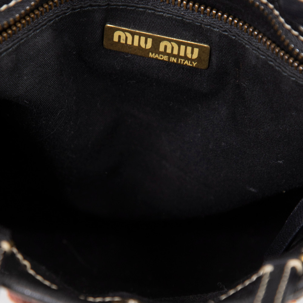 Miu Miu Black Floral Eyelets Tote Bag