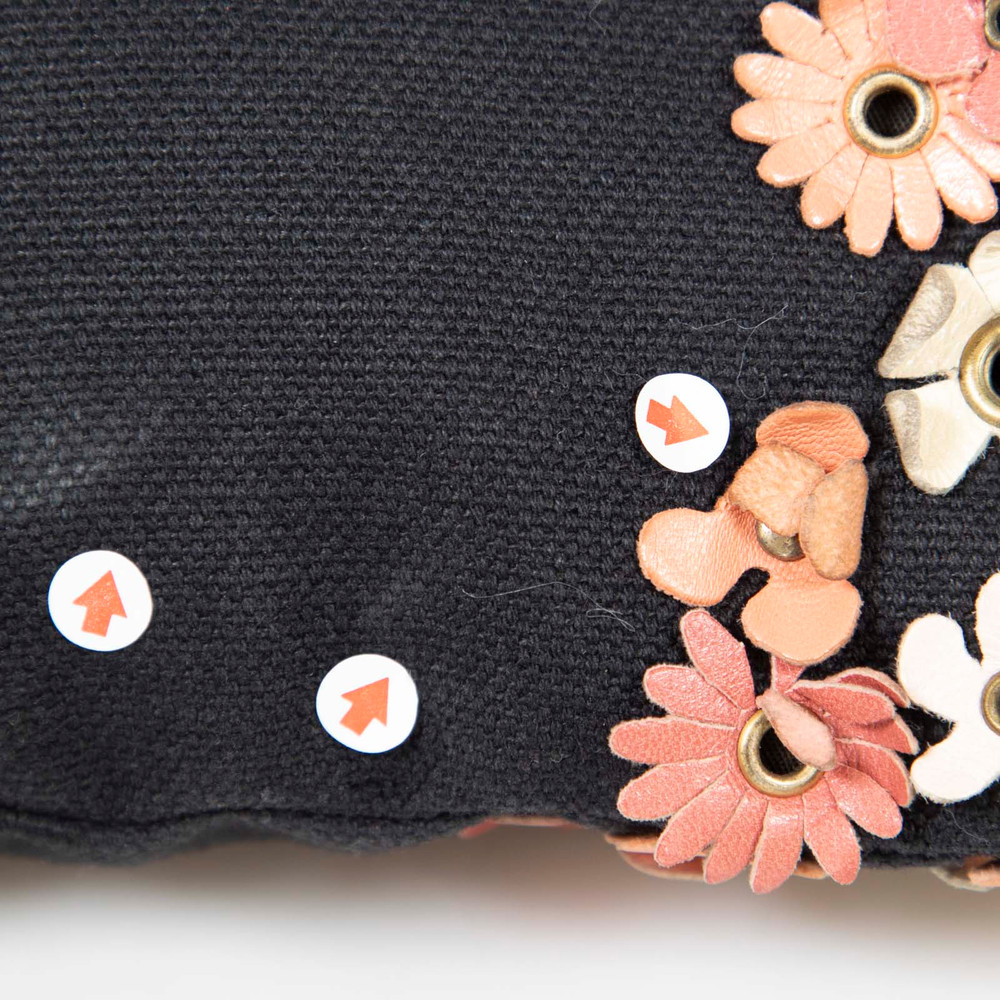 Miu Miu Black Floral Eyelets Tote Bag