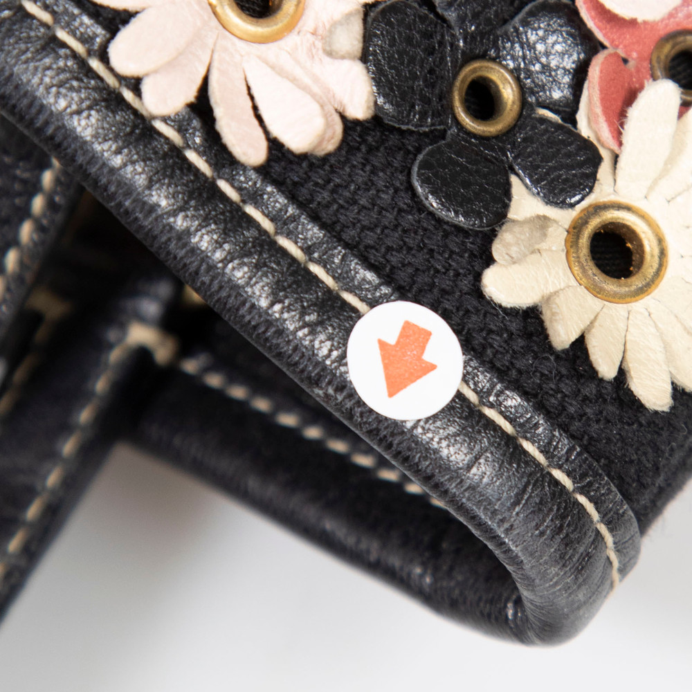 Miu Miu Black Floral Eyelets Tote Bag