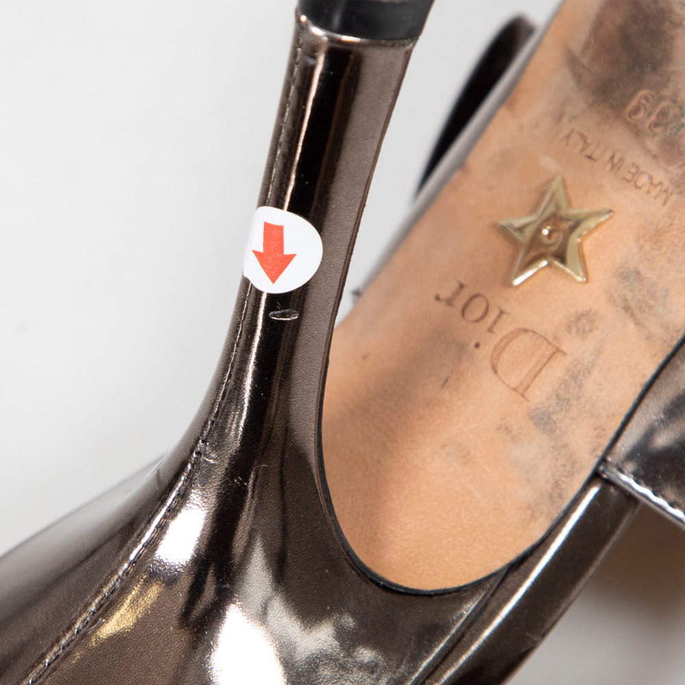 Dior Silver Metallic Leather Slingback Heels