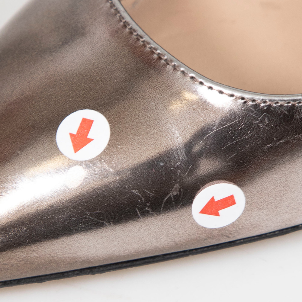 Dior Silver Metallic Leather Slingback Heels