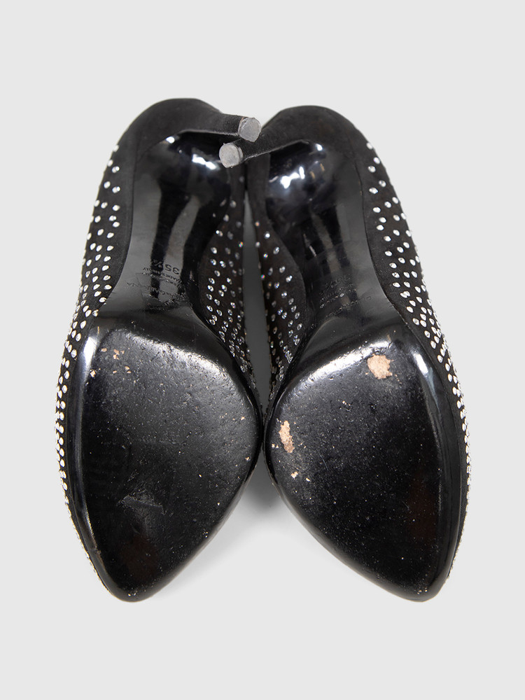 Dolce & Gabbana Black Suede Silver Crystal Pumps