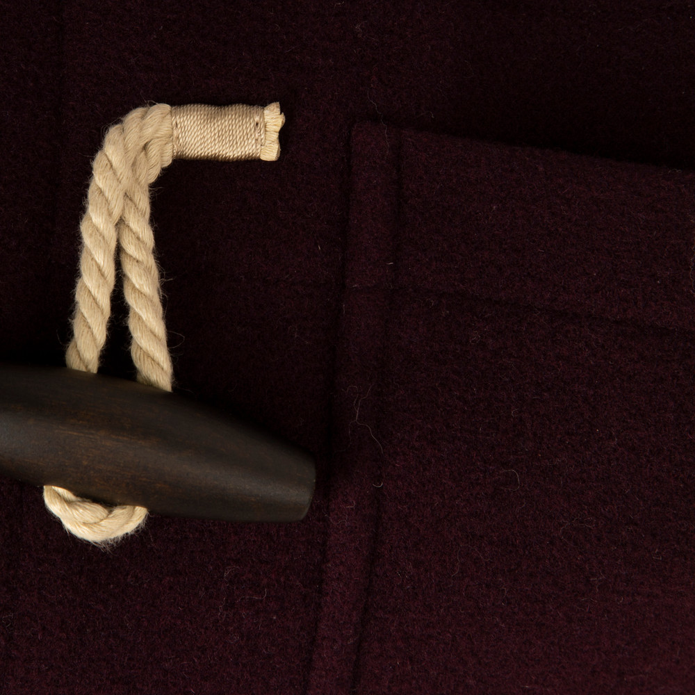 Burberry Purple Wool Mid Length Duffle Coat