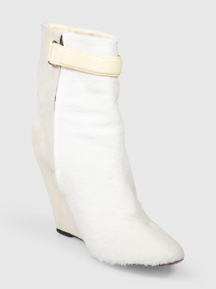 Isabel Marant White Suede & Pony Calfskin Boots