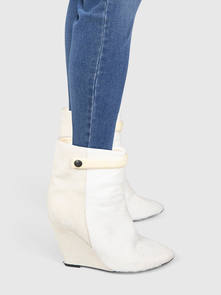 Isabel Marant White Suede & Pony Calfskin Boots