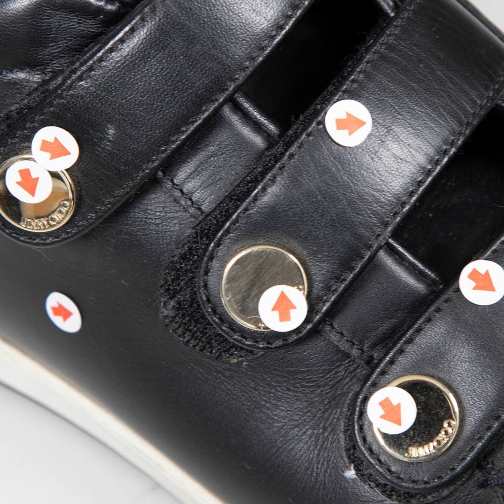 Jimmy Choo Black Leather NY Velcro Trainers