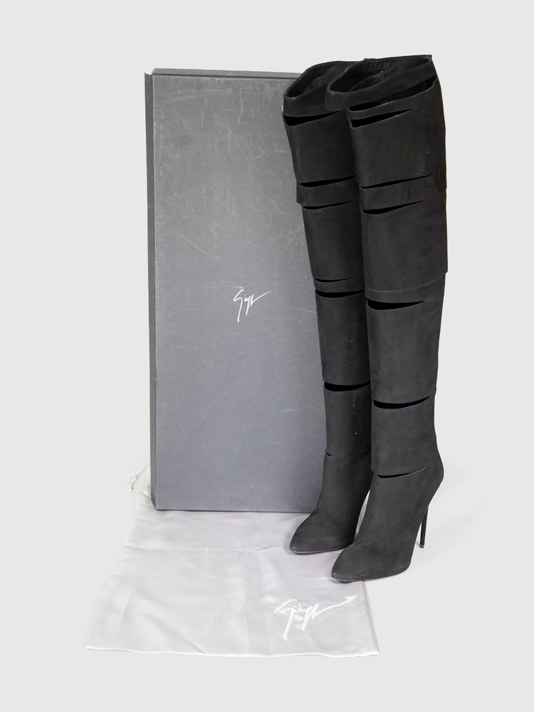 Giuseppe Zanotti Black Suede Cut Out Boots