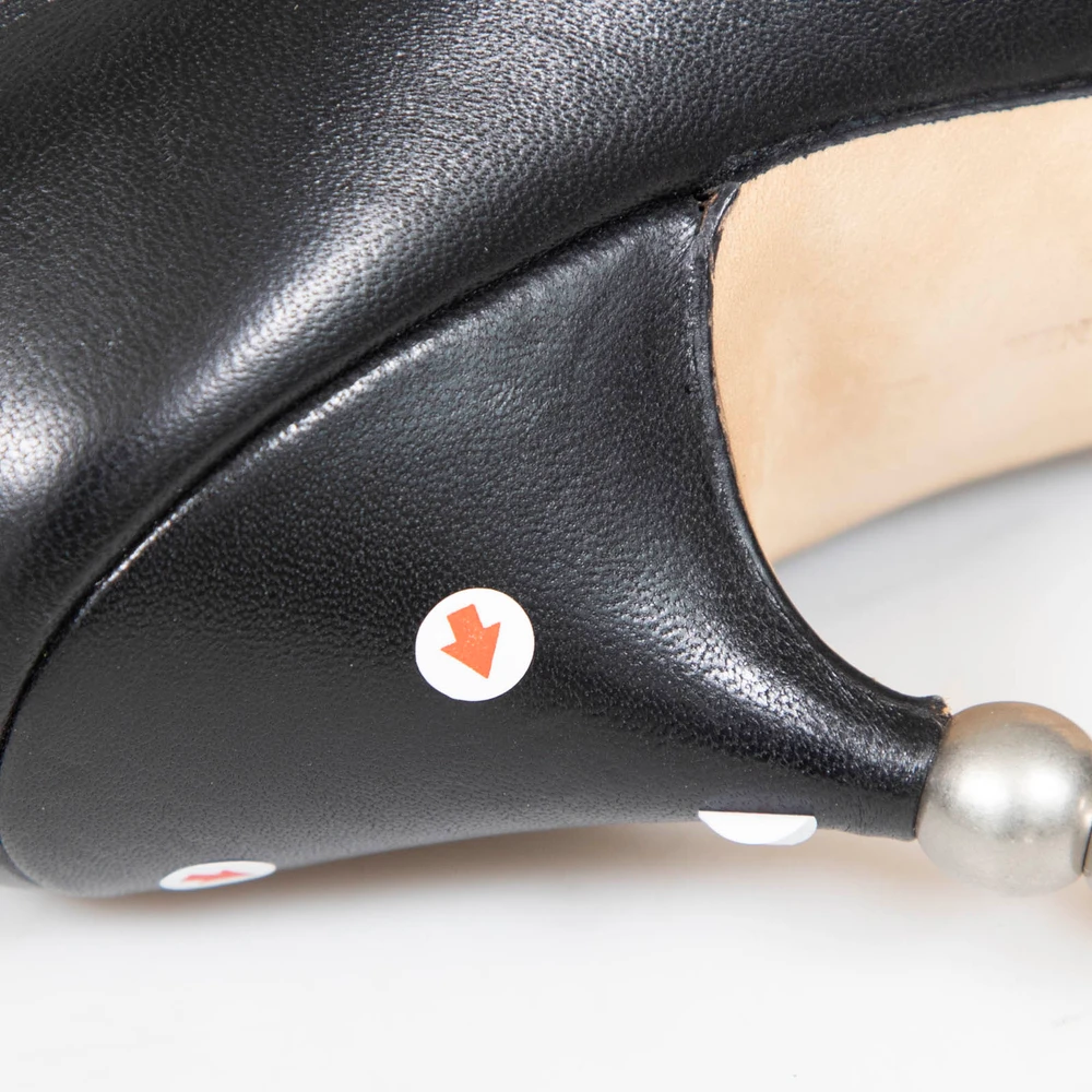 Manolo Blahnik Black Leather Pearl Heels