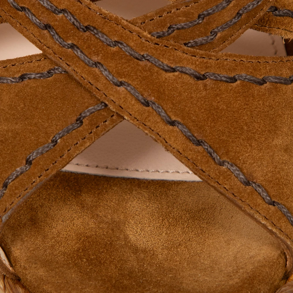 Prada Brown Suede Wedge Sandals