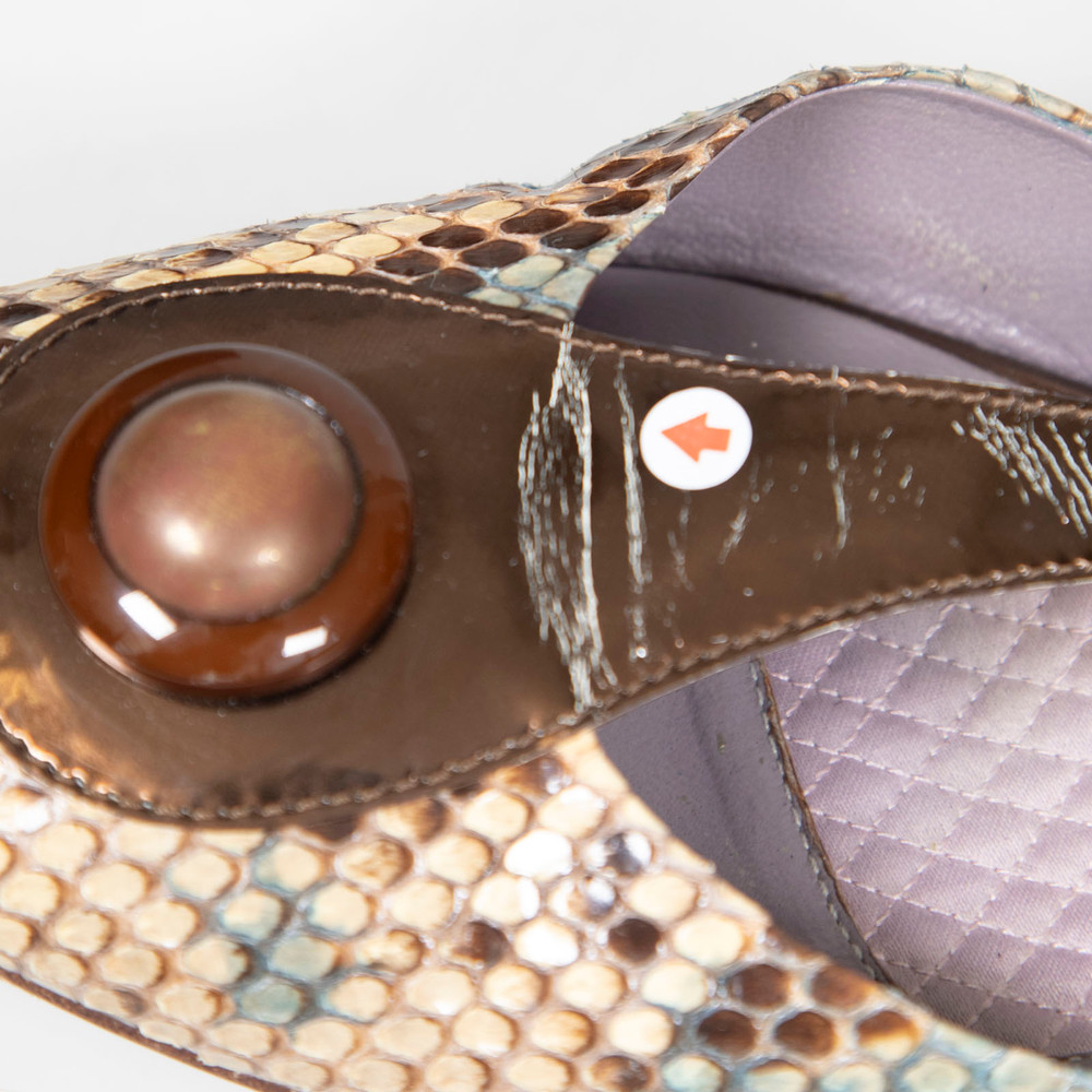 Anya Hindmarch Python Leather T-Strap Heels