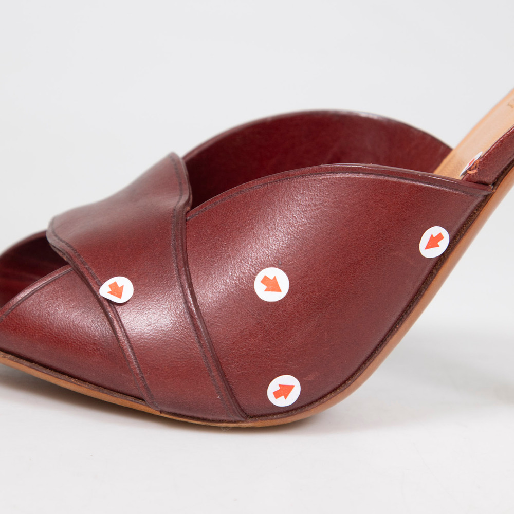 Céline Burgundy Open Toe Leather Sandals