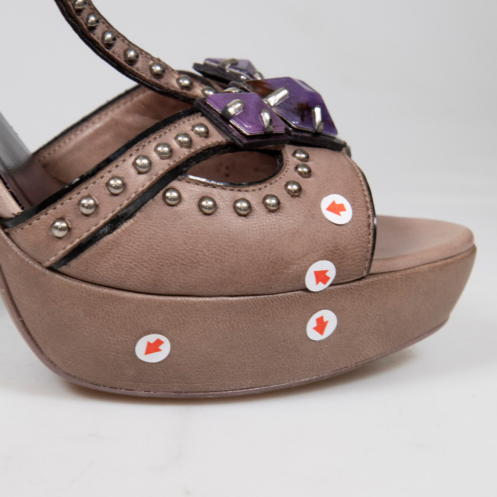 Miu Miu Mauve Leather Embellished Sandals