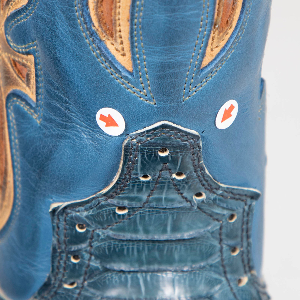 The Frye Company Blue Leather & Python Cowboy Boots
