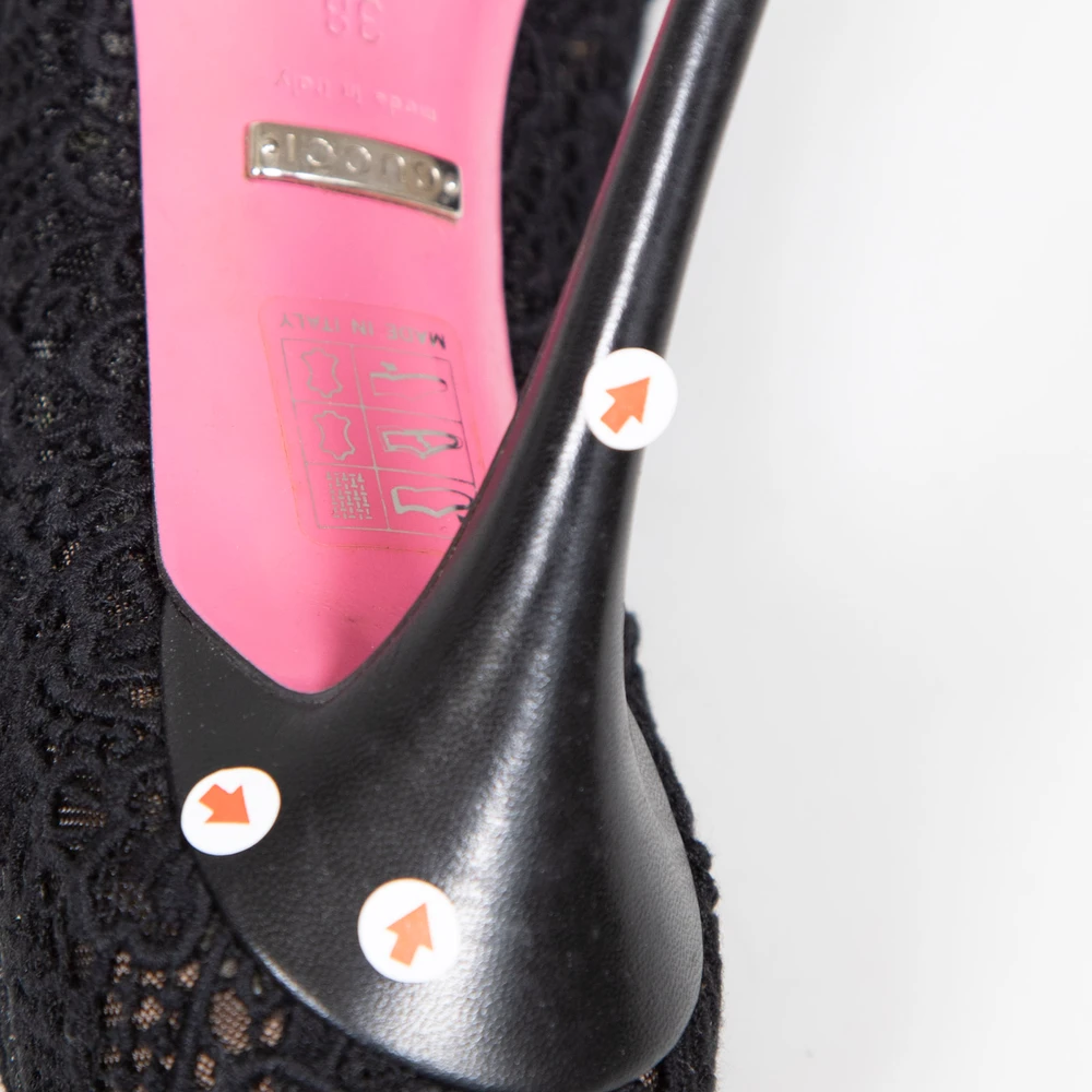 Gucci Black Lace Pointed Toe Heels