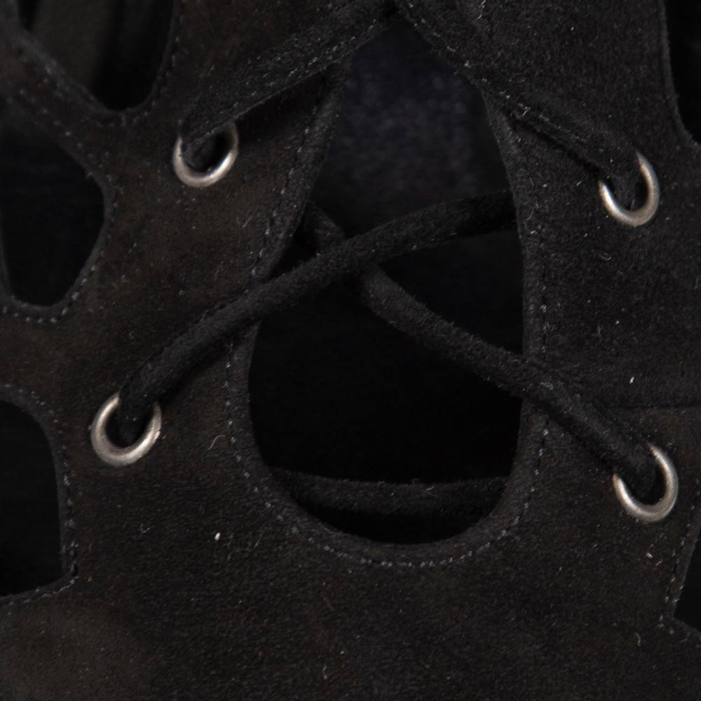 Manolo Blahnik Black Laser Cut Suede Boots