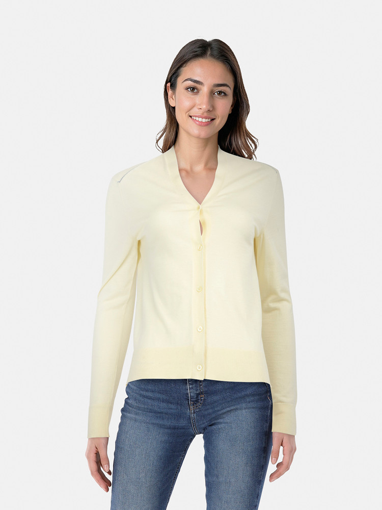 Burberry Yellow Wool Fine Knit Cardigan