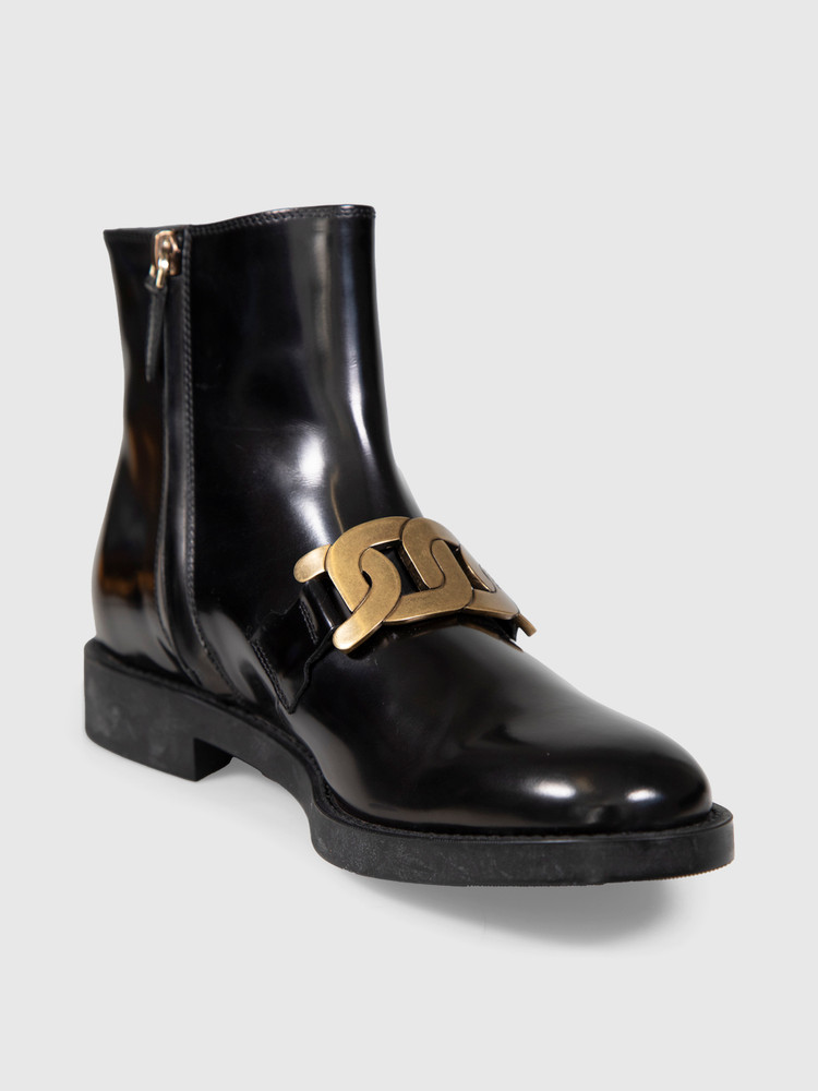 Tod's Brown Leather Chained Ankle Boots