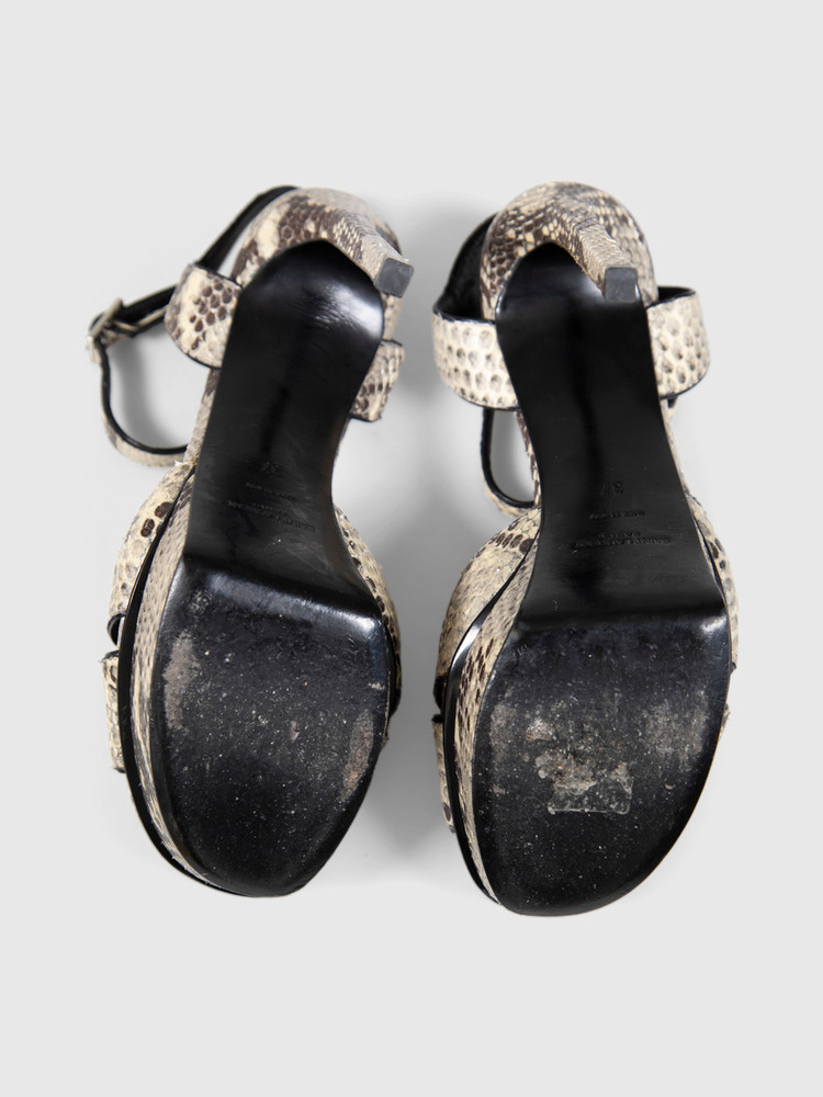 Saint Laurent Snake Embossed Platform Sandals