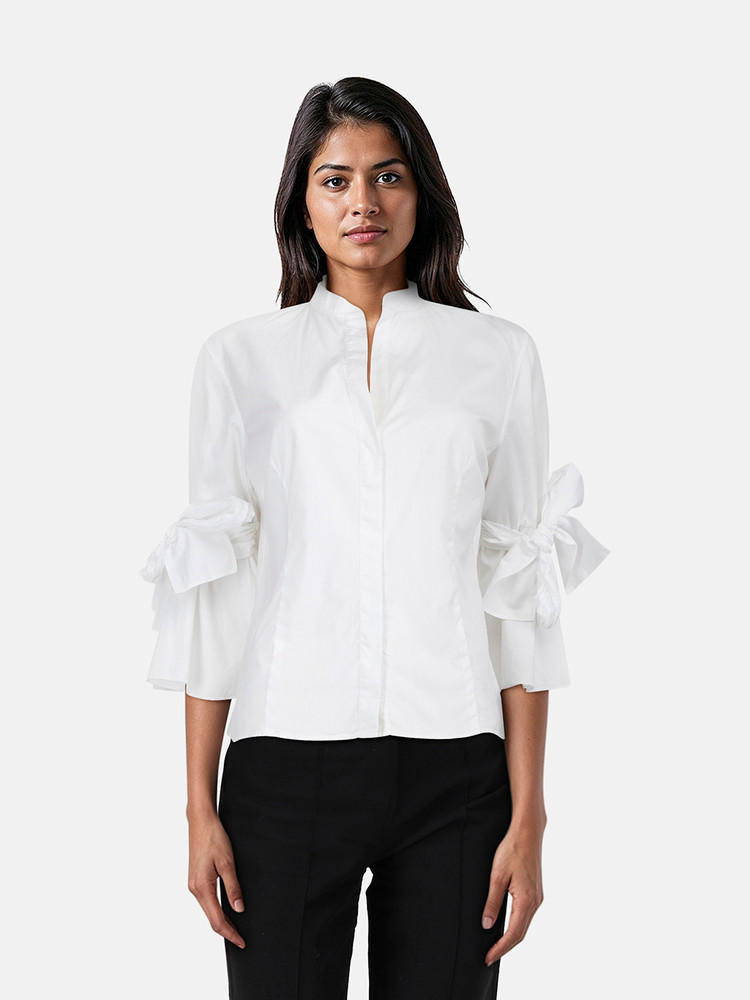 Carolina Herrera White Bow Sleeves Blouse