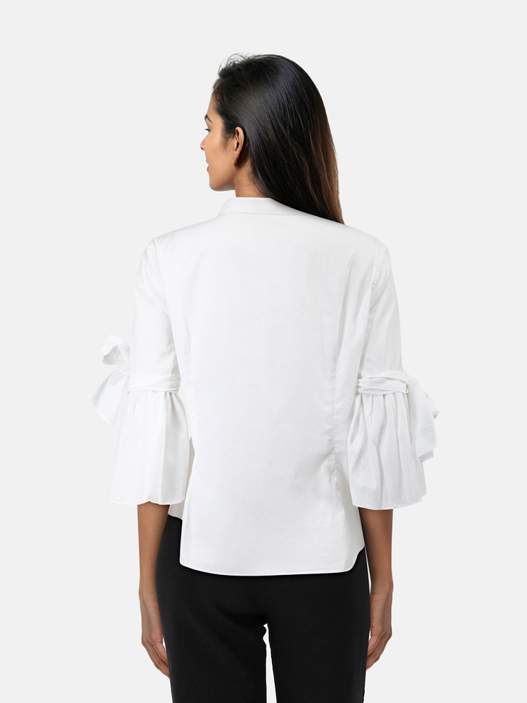 Carolina Herrera White Bow Sleeves Blouse