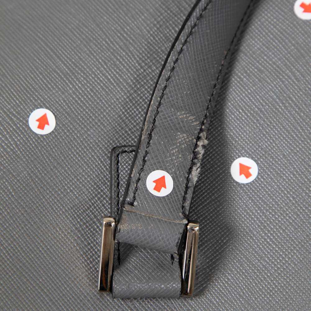 Prada Grey Saffiano Leather Briefcase Bag