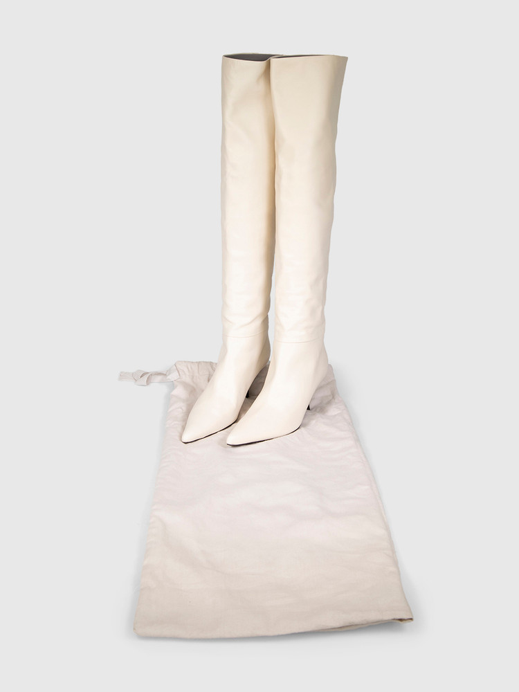The Row Cream Bourgeoisie Over the Knee Boots