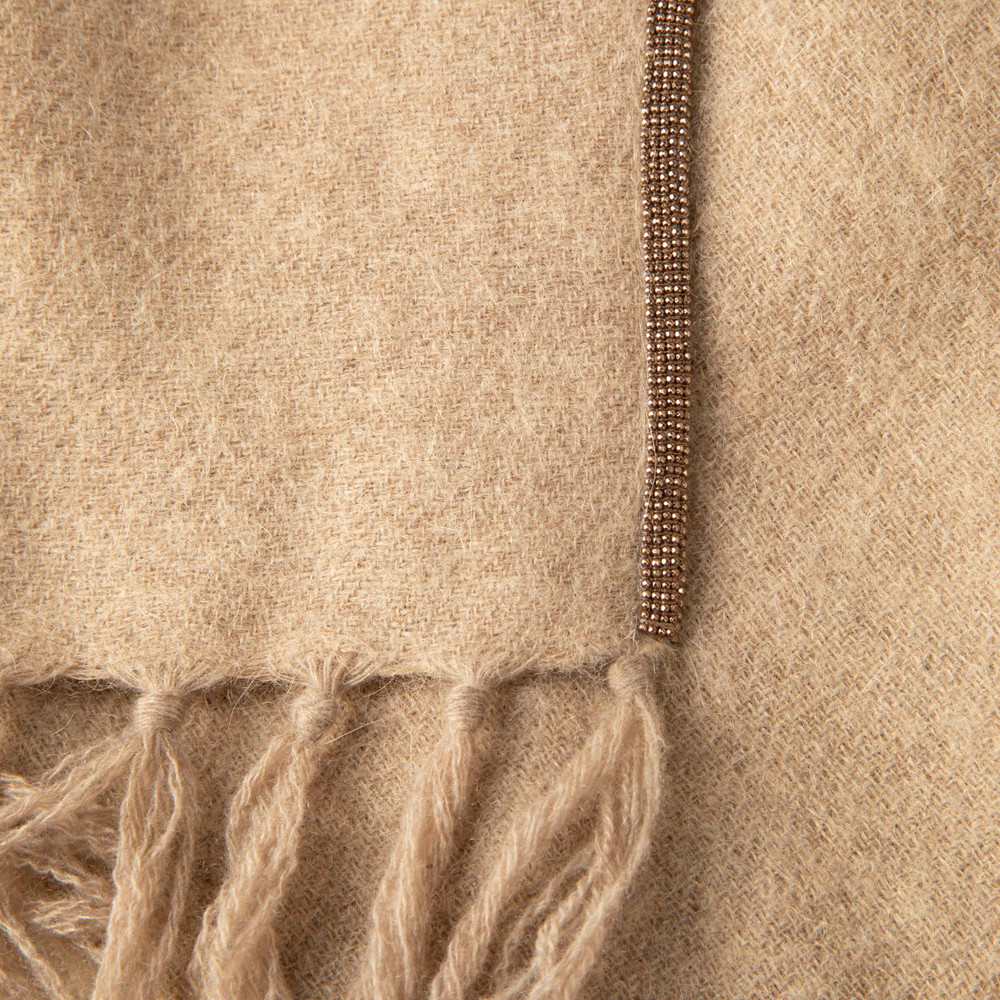 Brunello Cucinelli Beige Cashmere Beaded Shawl