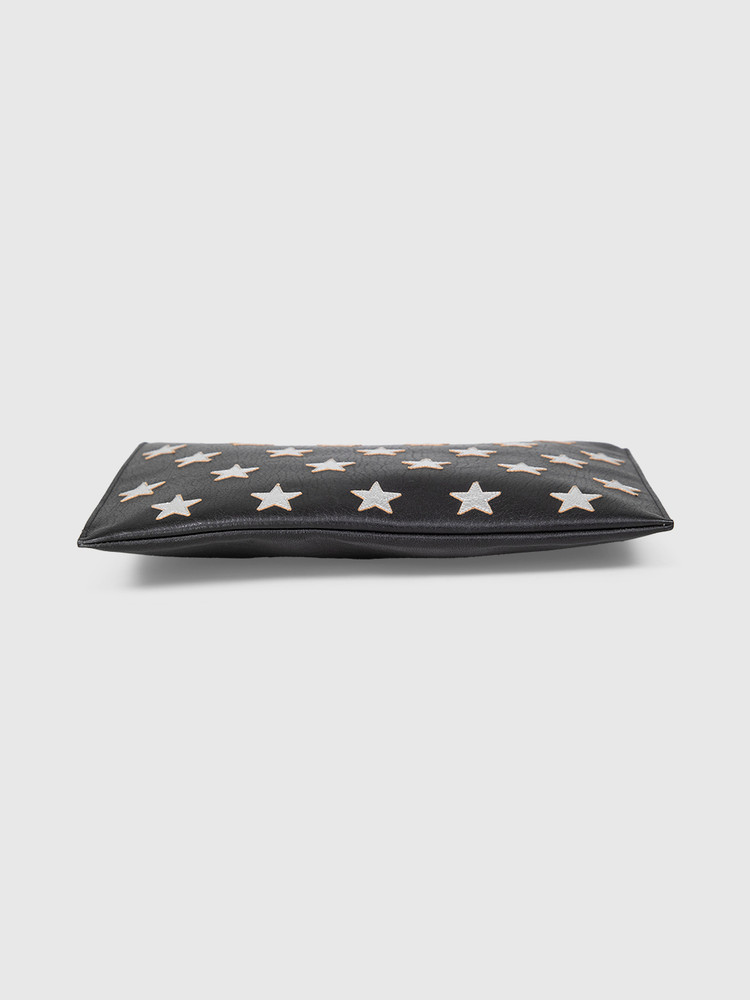 Saint Laurent Black Leather Star Clutch Bag