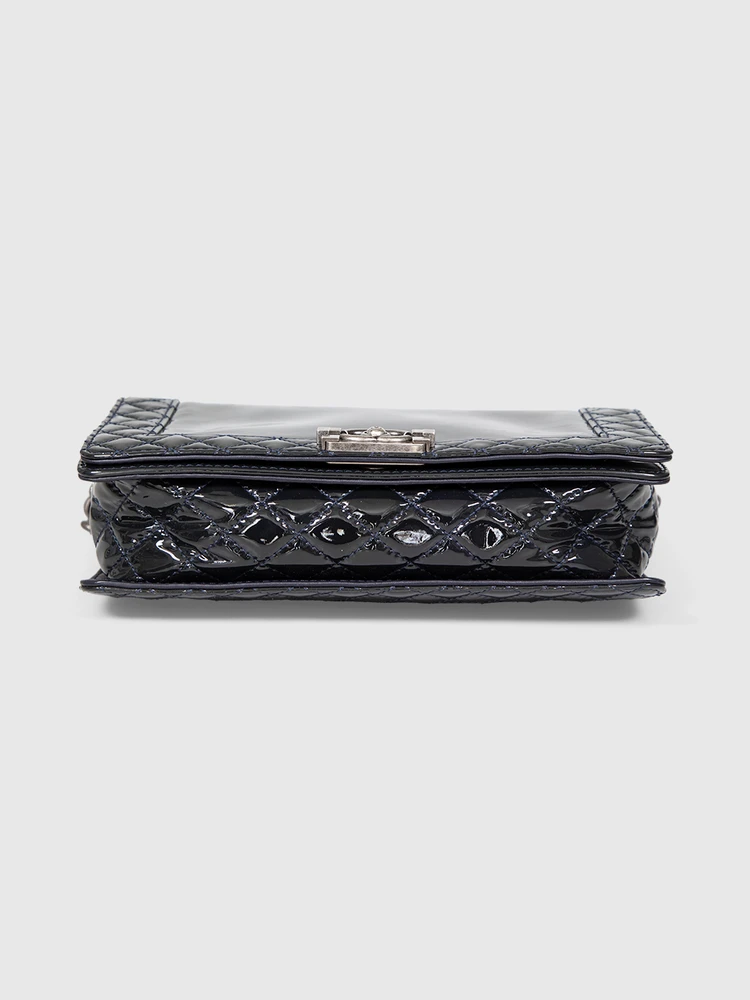 Chanel 2013-14 Black Patent Reverso Boy Bag