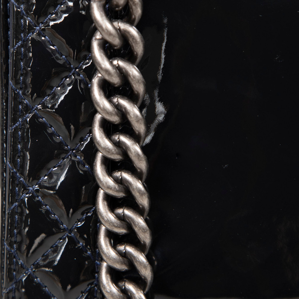 Chanel 2013-14 Black Patent Reverso Boy Bag