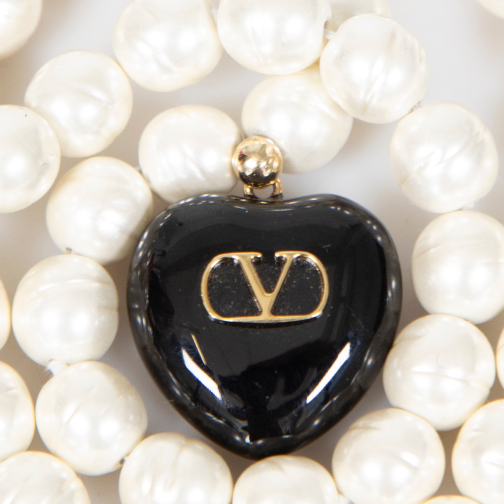 Valentino Garavani Faux Pearl & Heart Charm Necklace