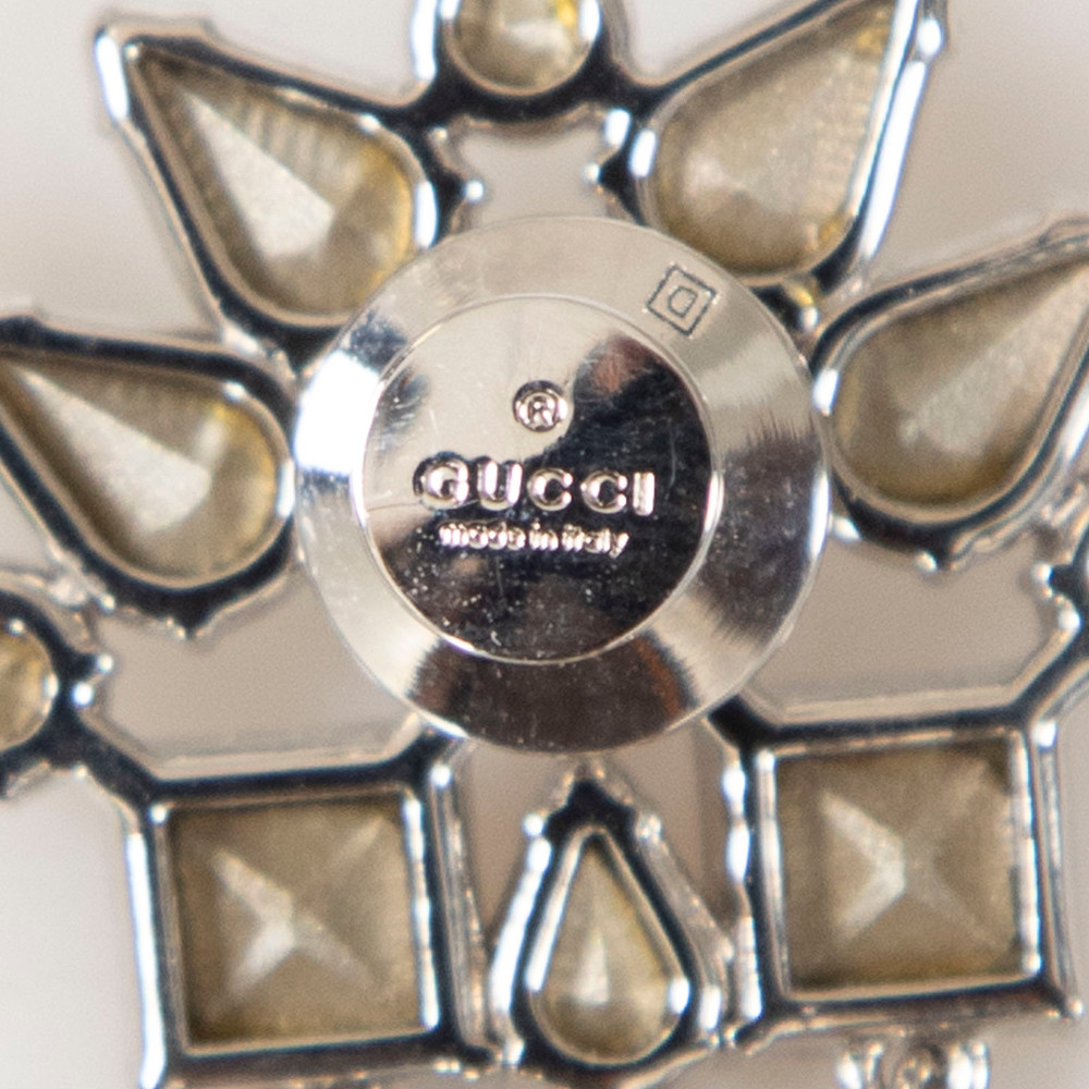Gucci Crystal & Faux Pearl Brooch