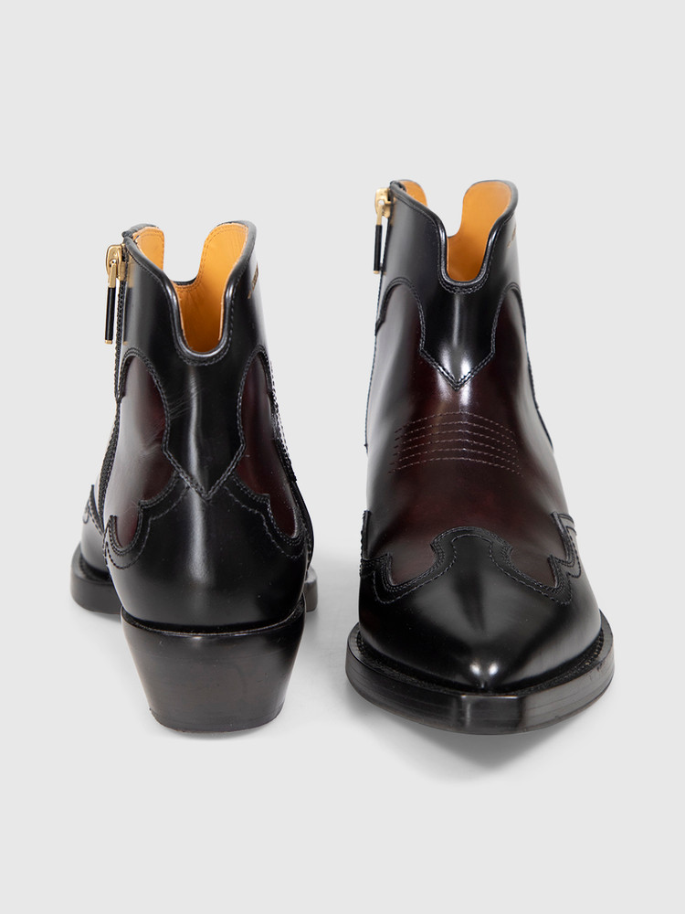 Dior Black & Brown Leather Western Ankle Boots
