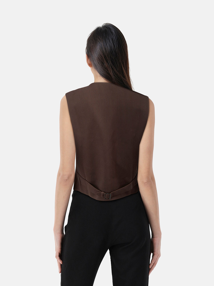 Wardrobe.NYC Dark Brown Wool Waistcoat