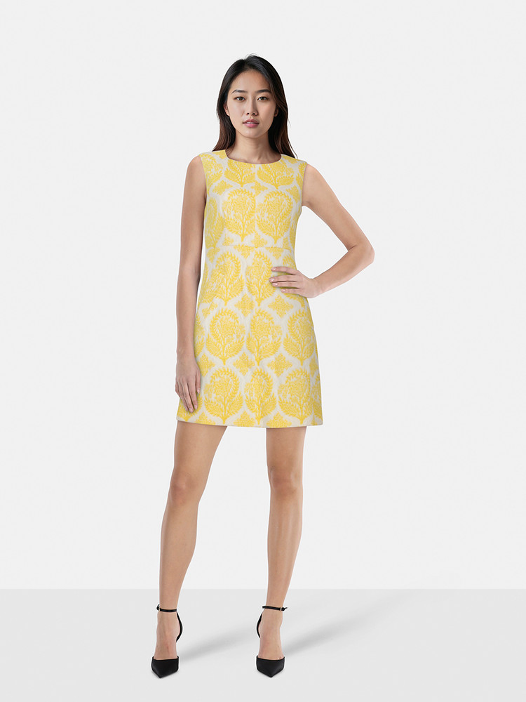 Diane Von Furstenberg Yellow + White Jacquard Dress