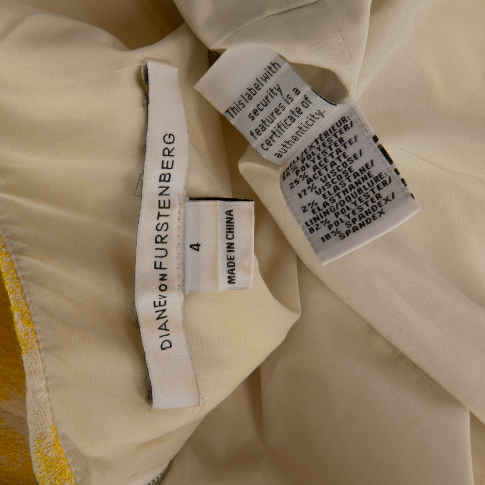 Diane Von Furstenberg Yellow + White Jacquard Dress