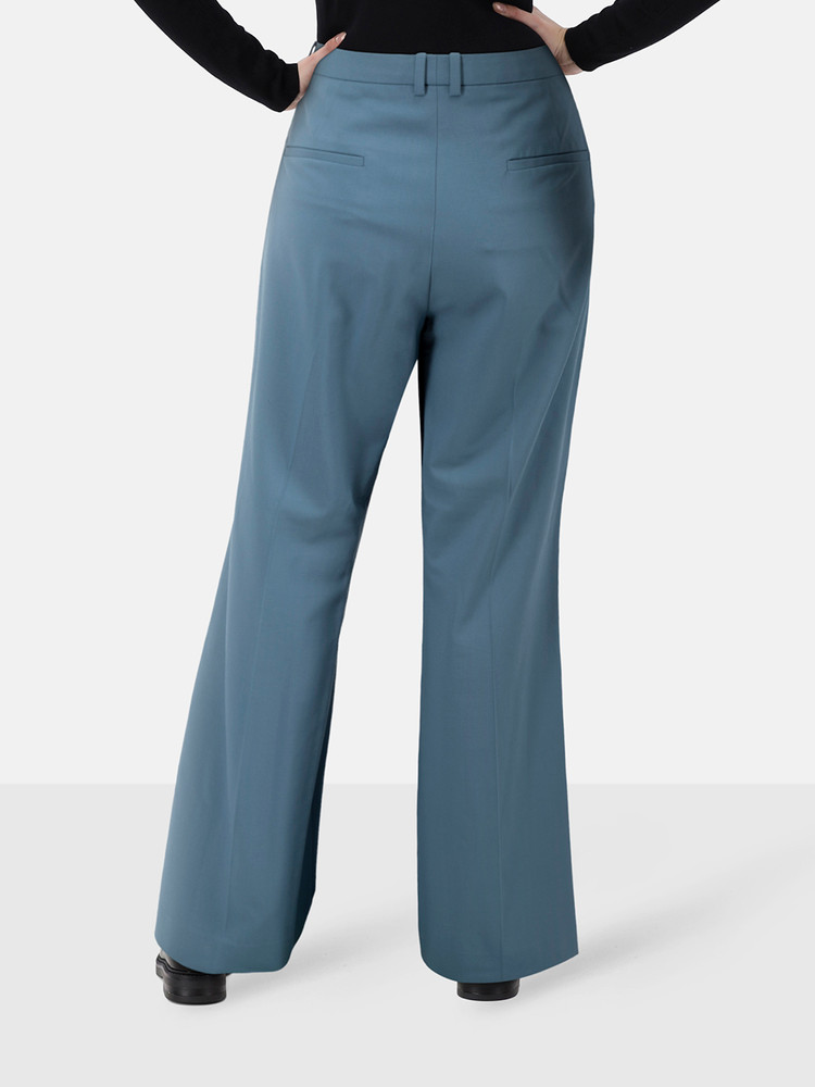 Theory Blue Wool Wide Leg Trousers