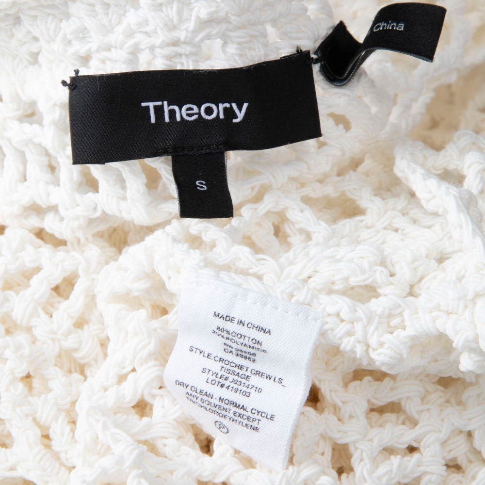 Theory White Open Knit Sheer Top