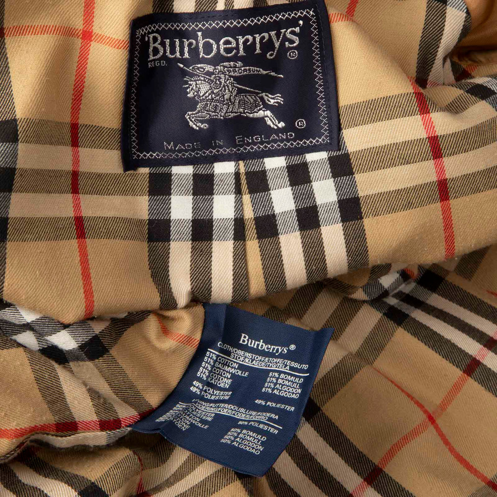 Burberry Beige Long Check Lined Trench Coat