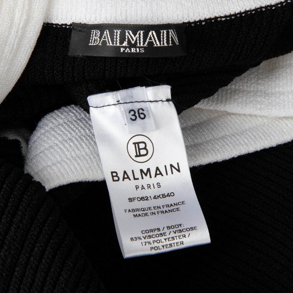 Balmain Black & White Ribbed Mini Dress