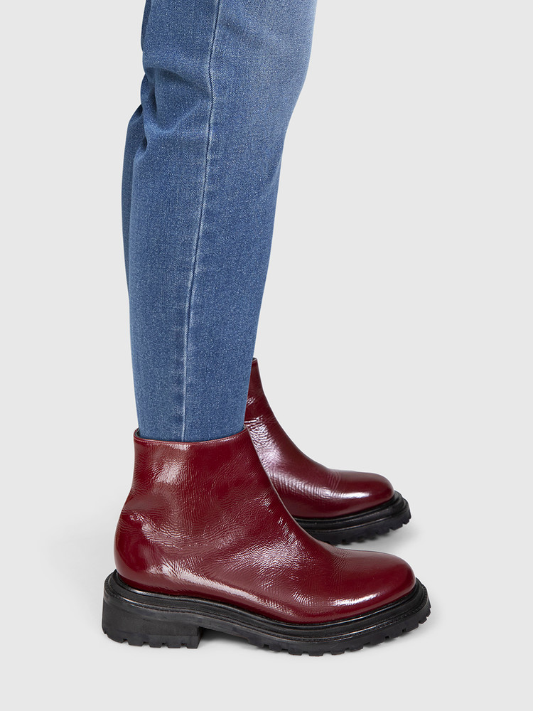 Rachel Comey Merlot Patent Dailey Lug Bootie