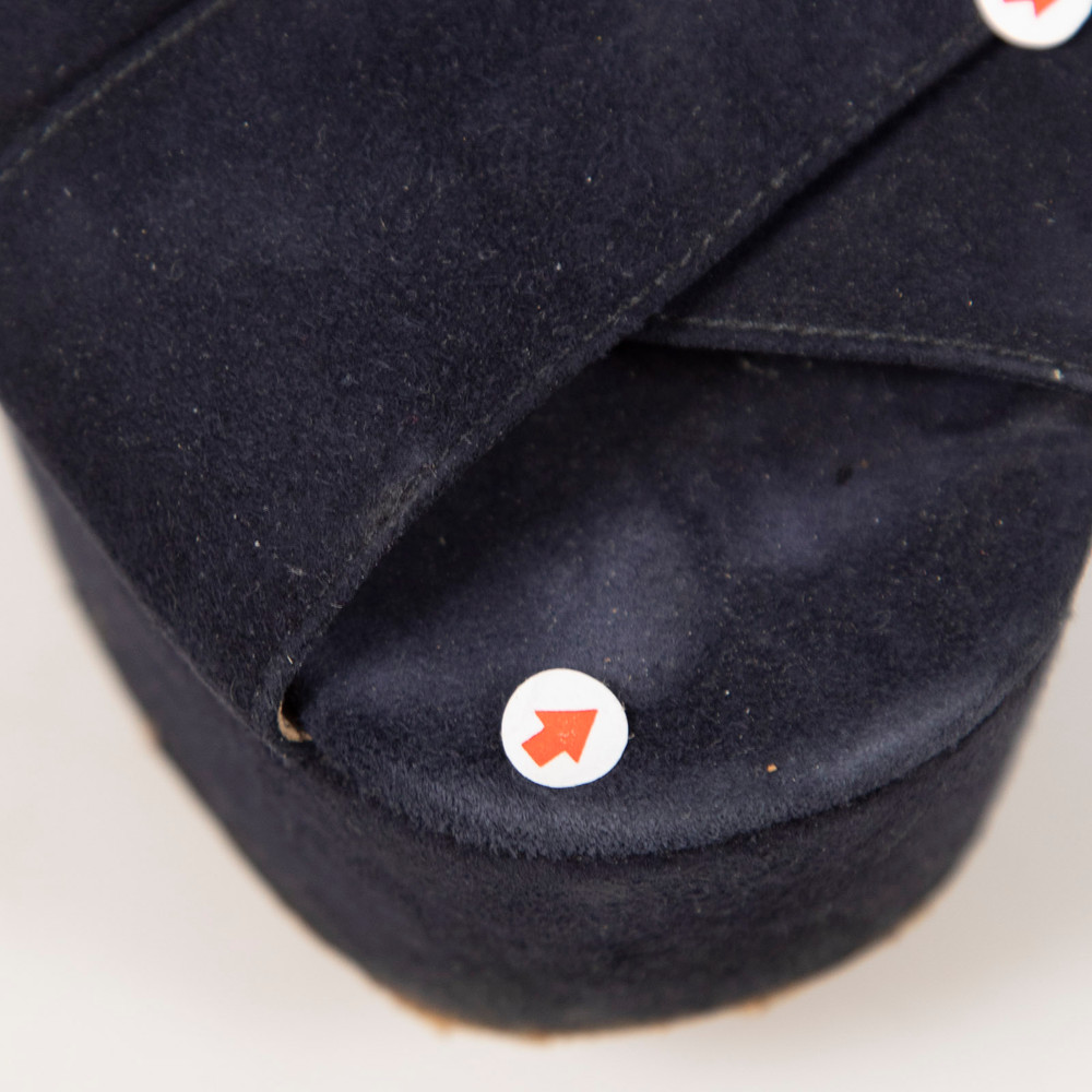 Prada Navy Suede Platform Sandals