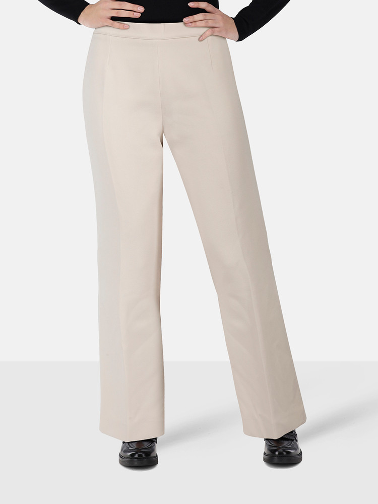 Safiyaa Ecru Flared High Rise Trousers