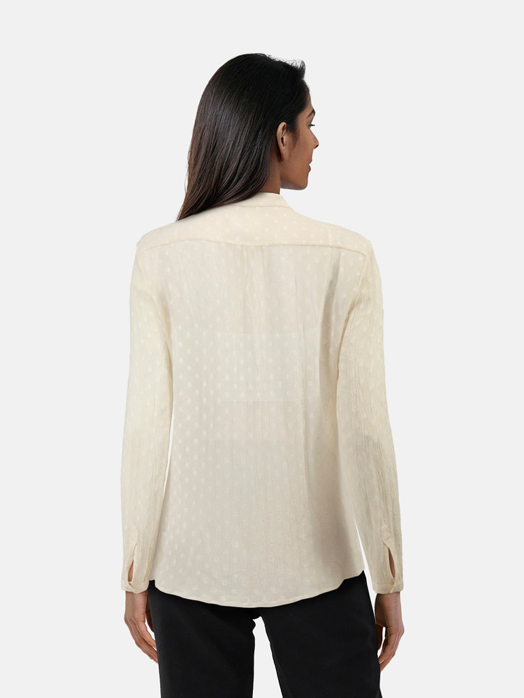 Burberry Ecru Silk Dotted Blouse