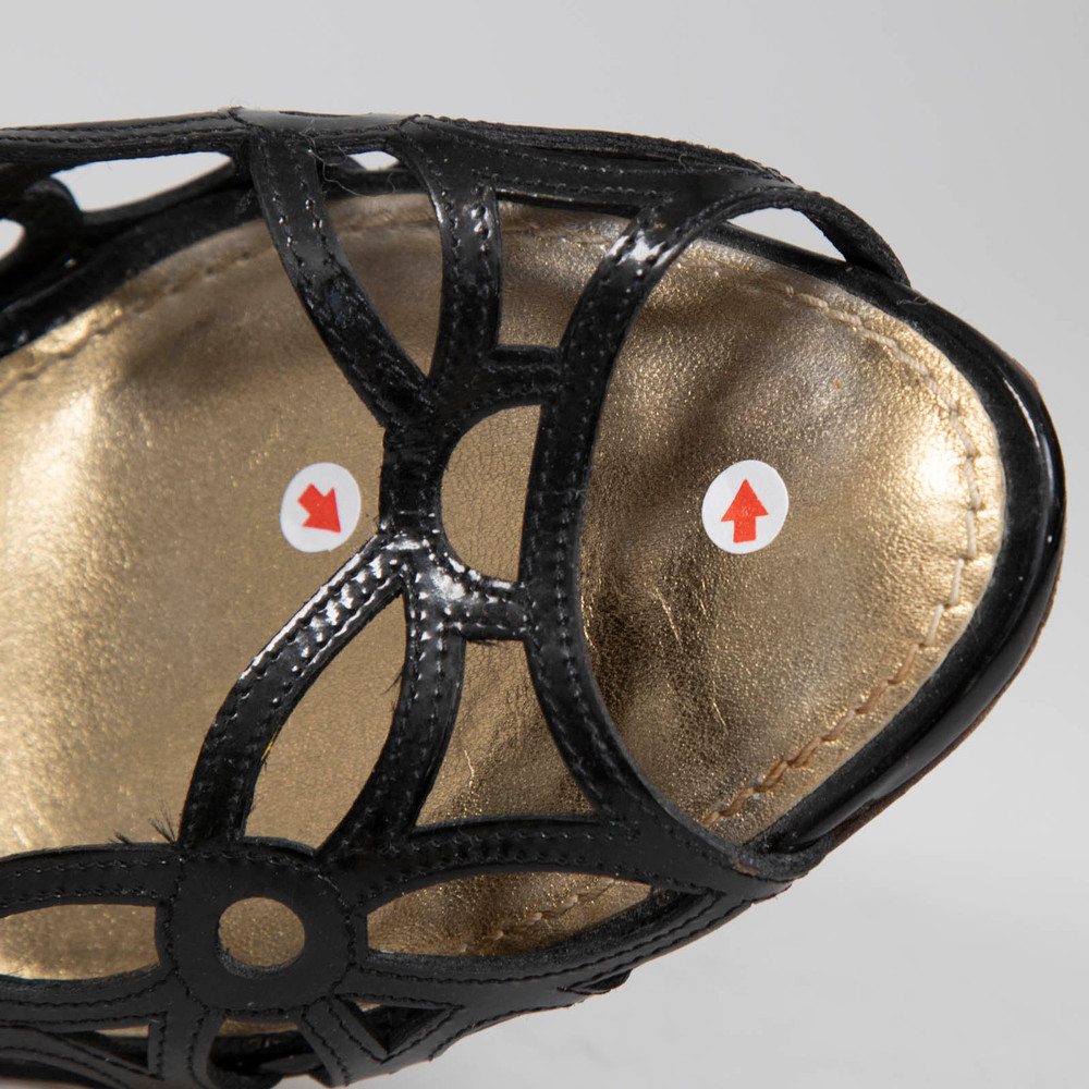 Louis Vuitton Black Patent Cut Out Sandals
