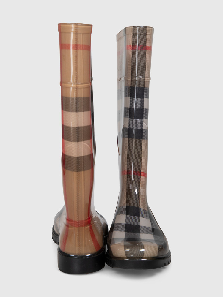Burberry Beige Nova Check Rain Boots