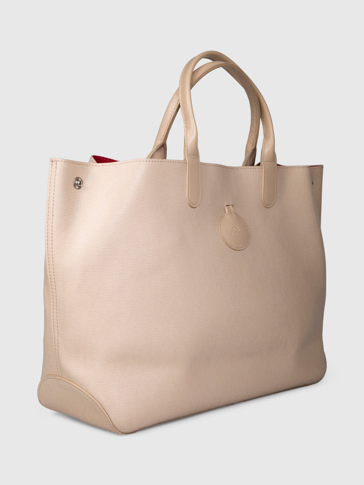 Longchamp Beige & Red Reversible Roseau Bag